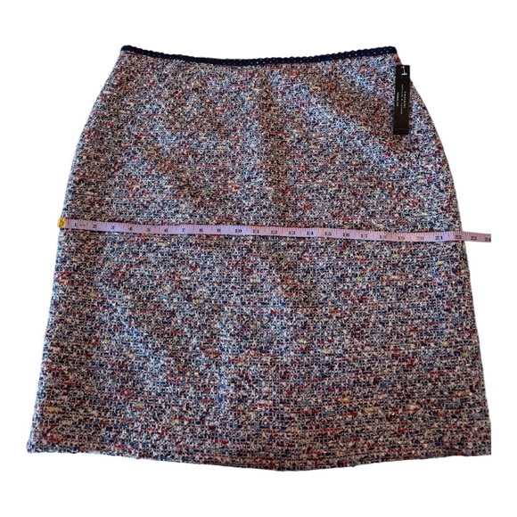 Tahari A Line Tweed Multi Color Metallic Ribbon Trim Waist Mini Skirt Size 16 - Picture 5 of 14